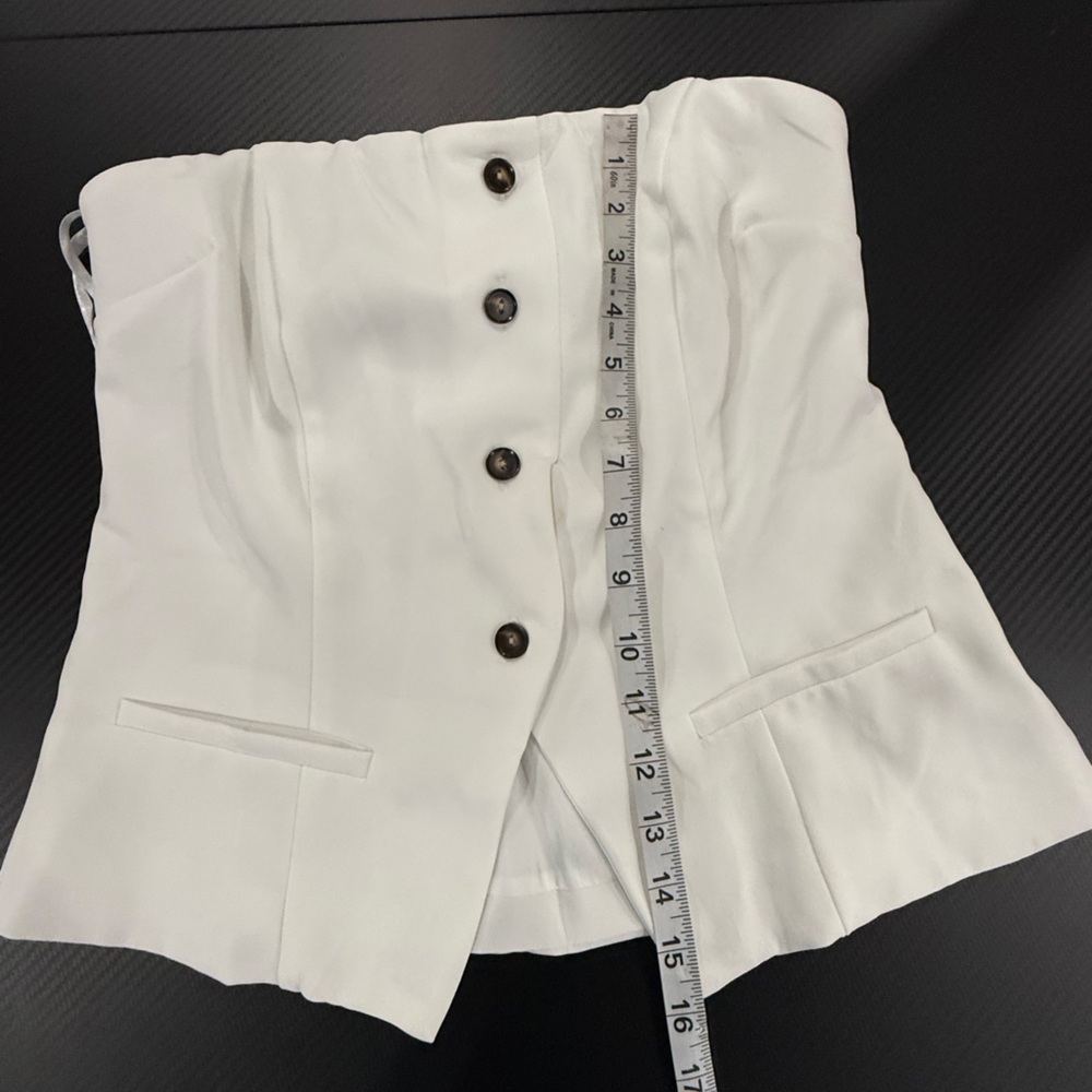 Monteau White Strapless Button-Front Bustier Top - image 8